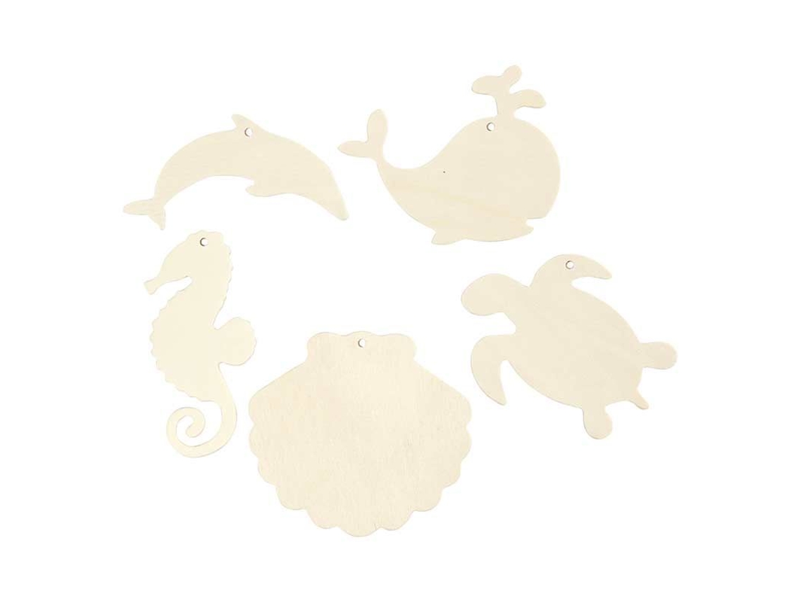 Guirnalda de madera para decorar - 5 Animales del Mar