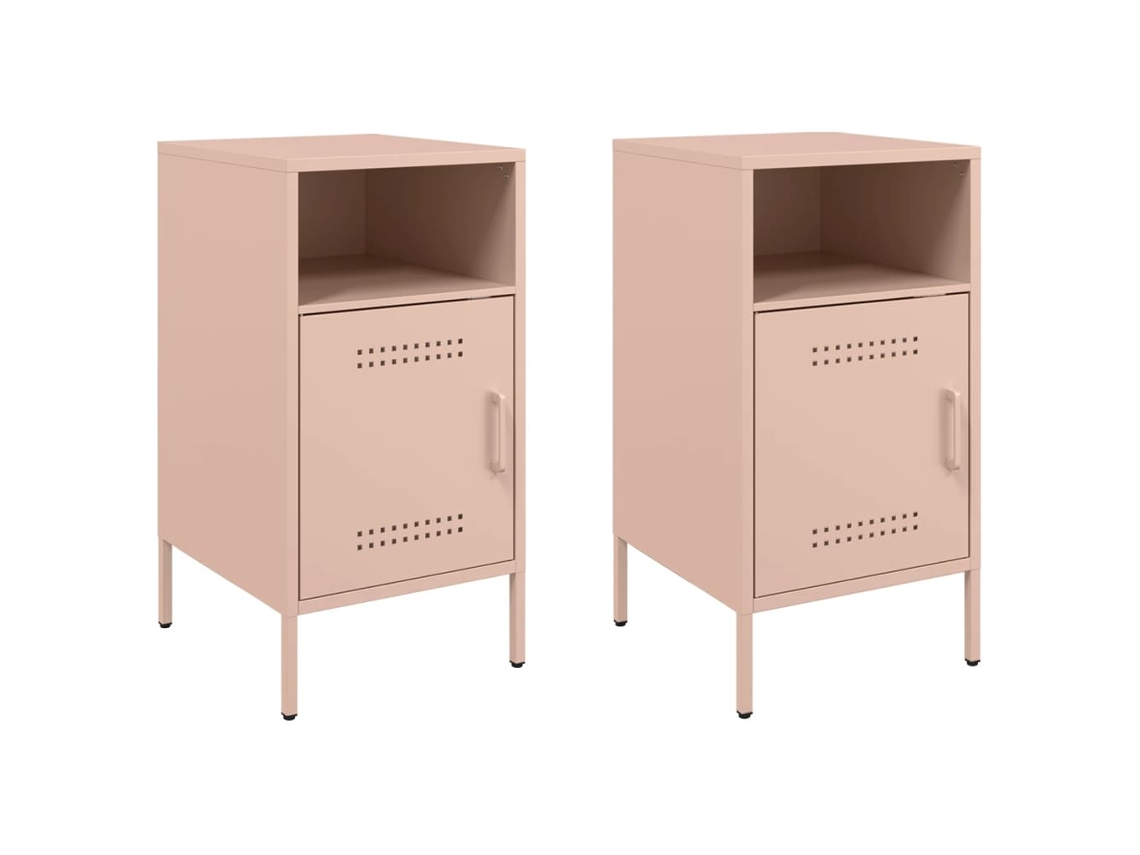 Maison Exclusive - Mesitas De Noche 2 Unidades Acero Rosa 36x39x68 Cm