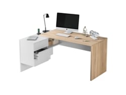 Mesa de escritorio Office Buc Blanco Artik (Blanco Mate) - Roble Canadian 145 x 73 x 102 cm