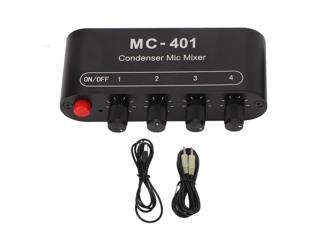 Mezclador De Micrófono De Condensador Portátil 4 En 1 Con Salida De 3,5 Mm Y Control De Volumen Para Auriculares De Pc.