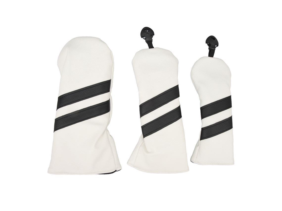 Protector de cabeza para palo de golf, PU, para driver, madera e híbrido, con etiqueta giratoria, blanco