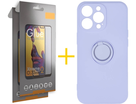 Carcasa + 2 Protectores de Vidrio Full iPhone 13 Pro Max SKYHE Gel O-Ring Lila