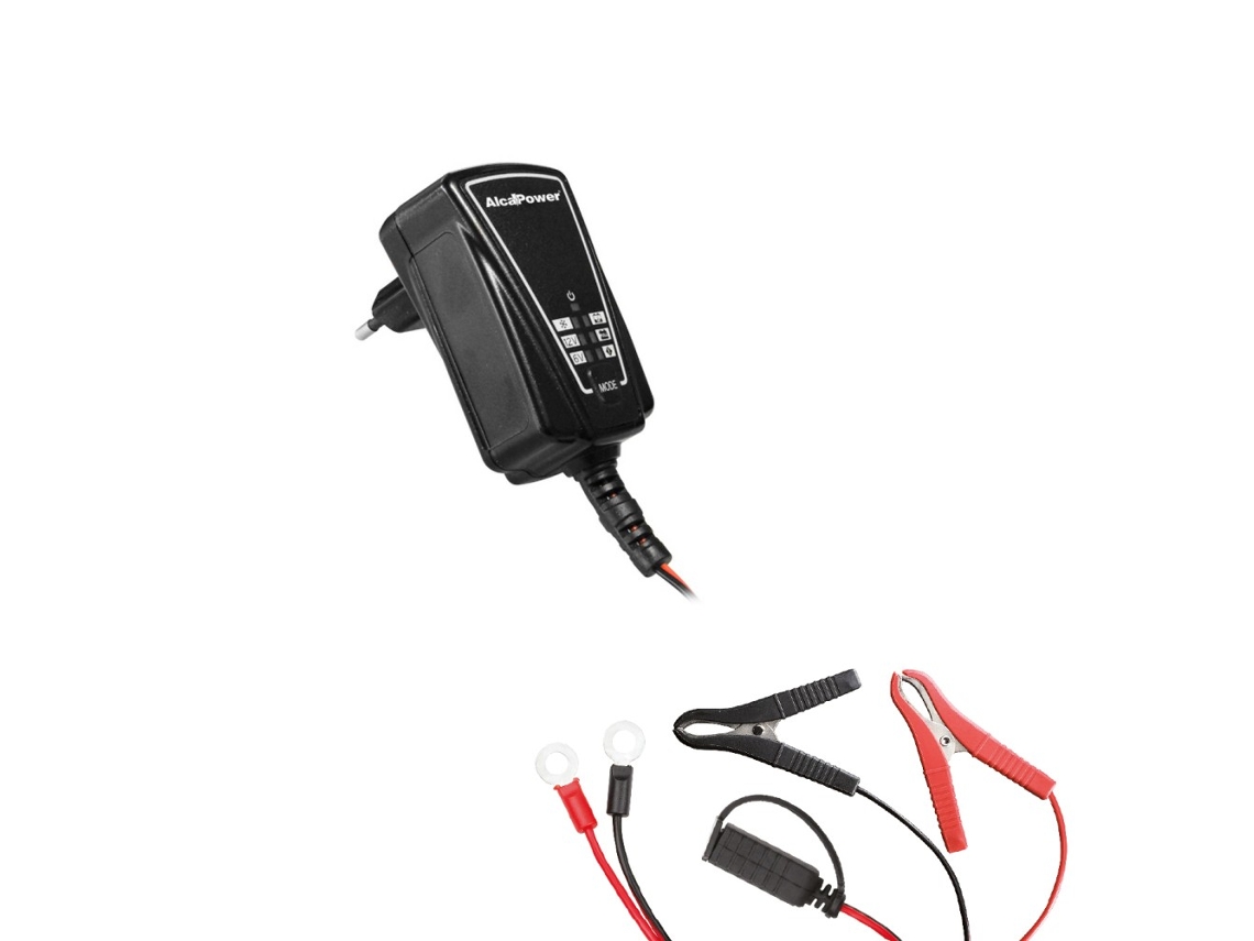 Cargador y mantenedor de batería inteligente de 6 V/12 V 1 A - Función de regeneración y desulfatación - Para automóviles, motocicletas y vehículos más antiguos.