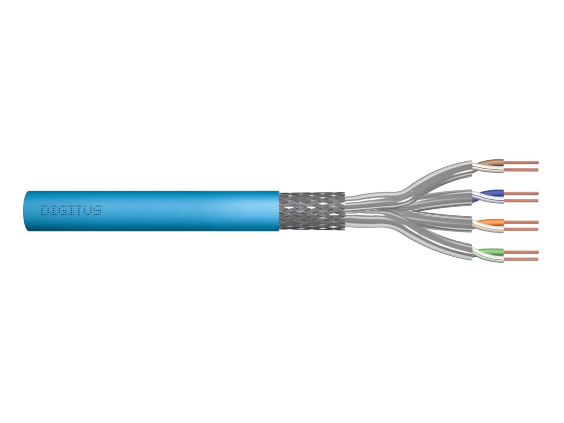Cable de instalación Digitus Cat.6a, S/FTP, Eca, Awg23/1, Lsoh, 50 m, azul, con revestimiento