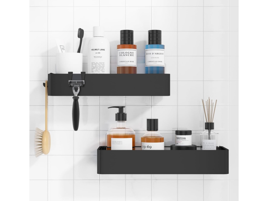 Juego de 2 estantes para baño, ducha, estante de pared, estante de cocina Tommy01