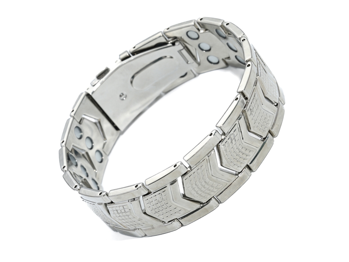 Pulsera de cobre, pulsera magnética de tres filas, pulsera para hombre (plata) Specment