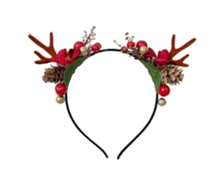 Diadema navideña con astas de reno, pinzas para el pelo, bonito accesorio para niñas