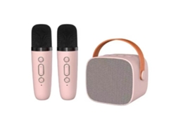 Máquina de karaoke portátil SSTRWGOOD para niños con 2 micrófonos inalámbricos en color rosa