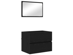 Maison Exclusive - Juego De Muebles De Baño Con Cajón Con Espejo 2 Pcs Roble Negro