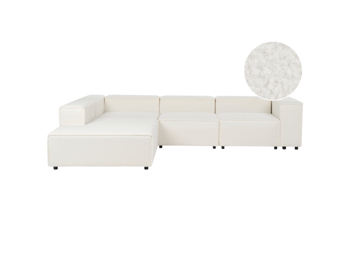 Sofá esquinero BELIANI Aprica de Bouclé Blanco 326x269x68