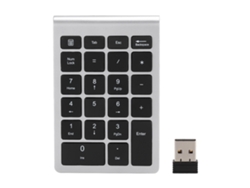 Teclado Numérico Sem Fio 22 Teclas Usb 2.4g Mini Com Receptor Para Windows Linux Prata Preto