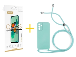 Pack 1 X Película De Vidrio Templado 2.5d Funda Accetel Para Samsung Galaxy A05s 5g Gel Con Cordón Agua Verde