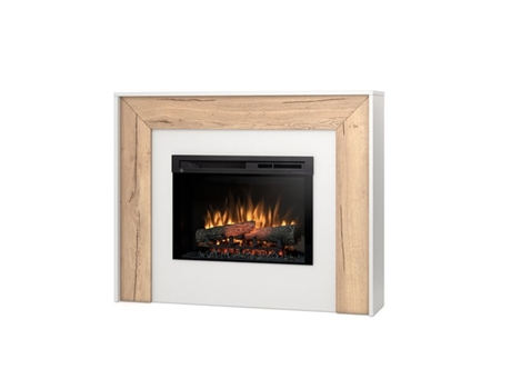 Chimenea LED eléctrica independiente ZUNI 26' Blanco mate / Roble claro 120.2 x 96 x 27.5 OUTINFIRE