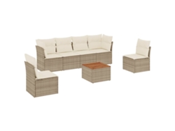 Conjunto de 7 sofás de jardín con cojines de mimbre beige MAISON EXCLUSIVE (7 piezas)