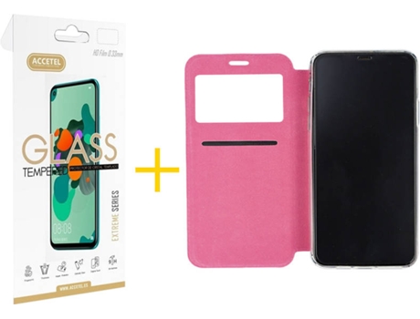 Kit Carcasa y Protector iPhone 12 Mini Skyhe Gandy Flip Rosa