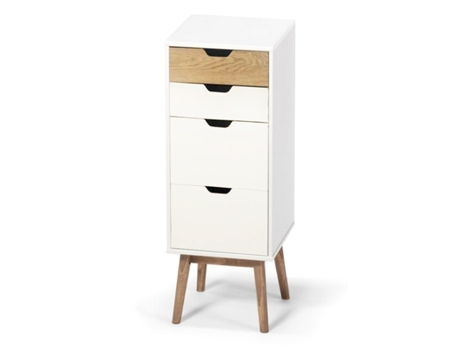 Cómoda FORNOR Cajonera Wita 4 Cajones (Blanco - Madera - 40x40x94 cm)