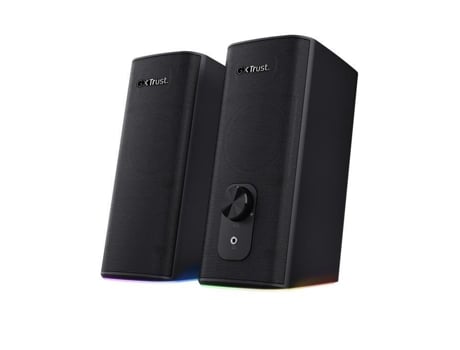 Trust Gaming Gxt 612 Cetic 2.0 Bluetooth + Altavoz PC 3,5 mm, 18 W, 76% Plástico Reciclado, Altavoz para Gamers RGB - Negro TRUST