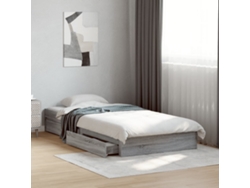 Cama Con Cajones Madera De Ingeniería Gris Sonoma 75x190 Cm