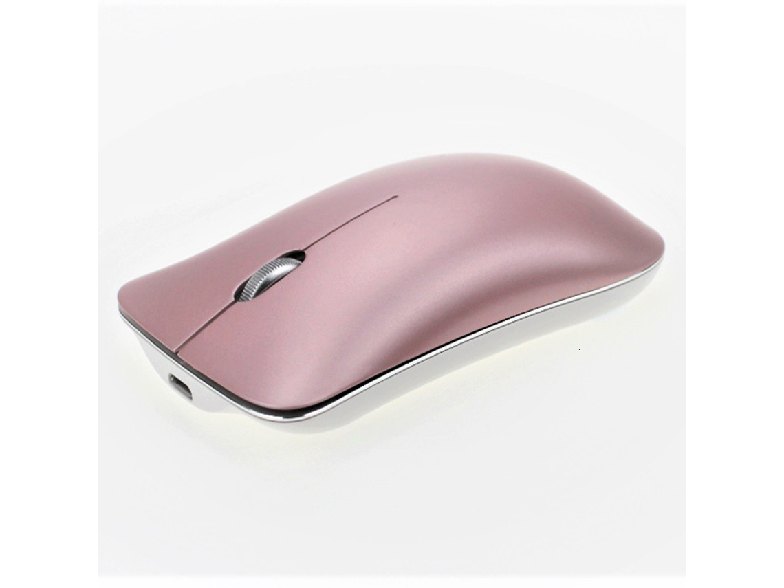 Ratón inalámbrico USB Yizhood de metal con Bluetooth 5.0, recargable, de aleación de aluminio, Bluetooth 5.0 3.0, 2.4 g, silencioso, color rosa