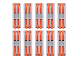 10 Unidades De Bloque De Terminales Pct2-2, Conector De Cable Rápido De 2 Entradas Y 2 Salidas, Botón De Color Para Cableado.