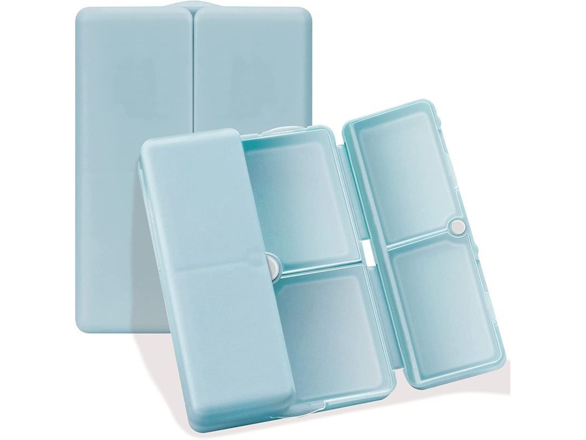 Pastillero Portátil Con 7 Compartimentos, Diseño Plegable, Para Vitaminas Y Aceite De Hígado De Bacalao Azul.