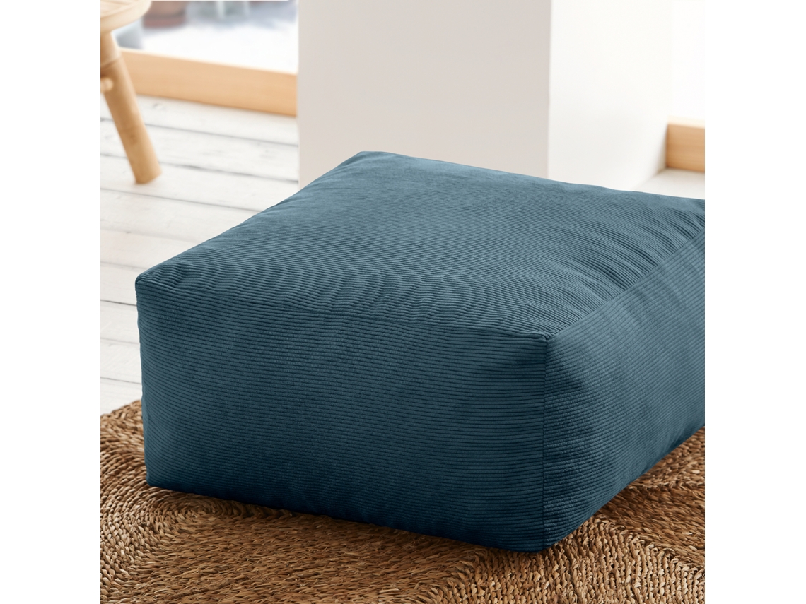 Puf Cuadrado 50x50cm Pana Azul Desierto