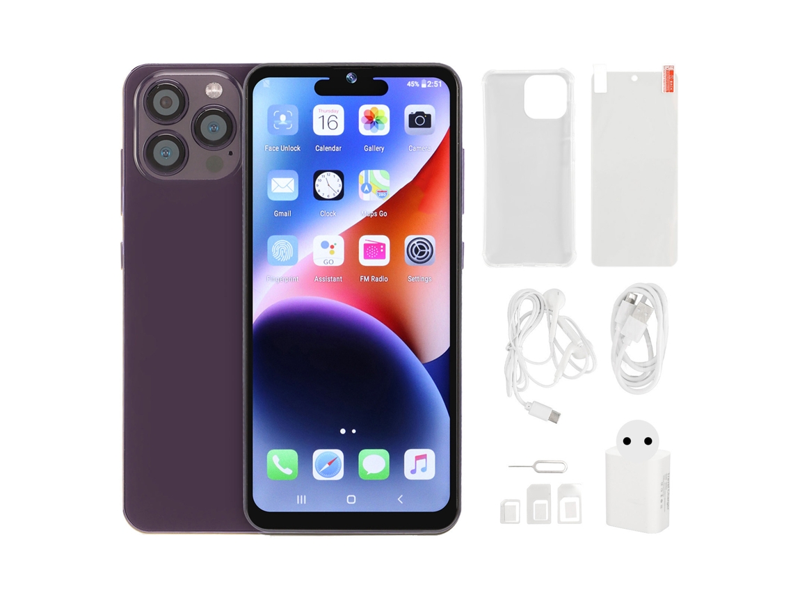 Teléfono I14pro De 6,53 Pulgadas, 3g, 4 Gb De Ram, 64 Gb De Rom, Cámara Frontal De 8 Mp, Cámara Trasera De 16 Mp, Android 10, Desbloqueado, 100-240 V,