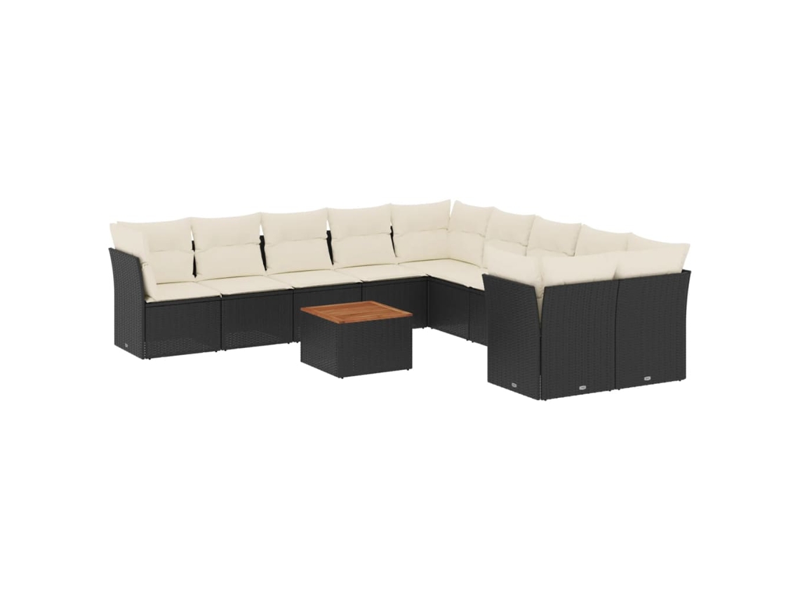 Maison Exclusive - Set De Sofás De Jardín 11 Pzas Y Cojines Ratán Sintético Negro