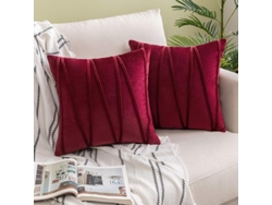 2026-41248-2 Fundas De Almohada De Terciopelo Rayado Rojo Vino 45x45cm Decoración Moderna Suave Para Sofá Cama Auto