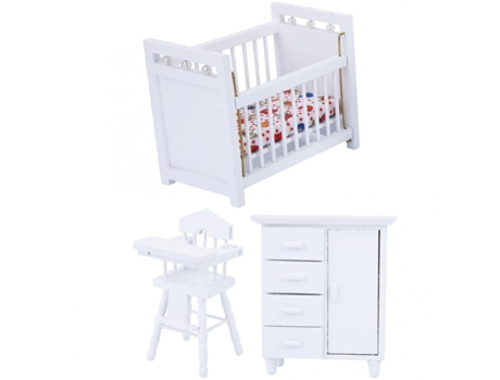 Casa de Muñecas En Miniatura Muebles de Madera Modelo Jugar Juguete Dormitorio 3Pcs