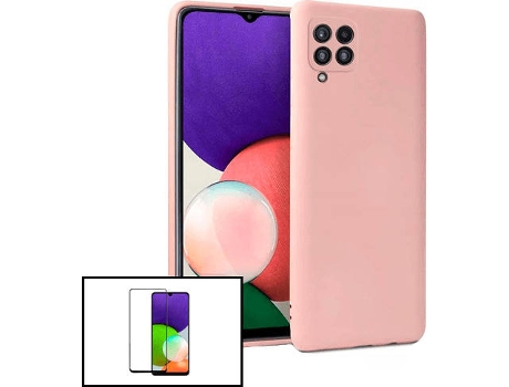 Carcasa + Protector Samsung Galaxy A22 PHONECARE Silicona Liquida Rosa