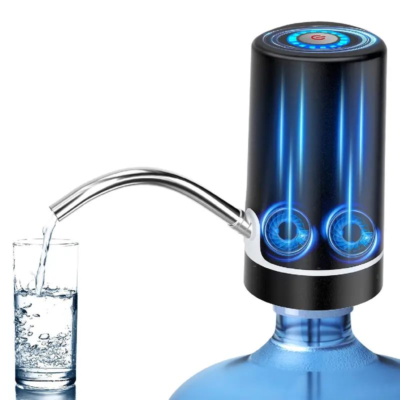Bomba de agua eléctrica, dispensador de agua de 5 galones, con carga USB, Chrui (negro)