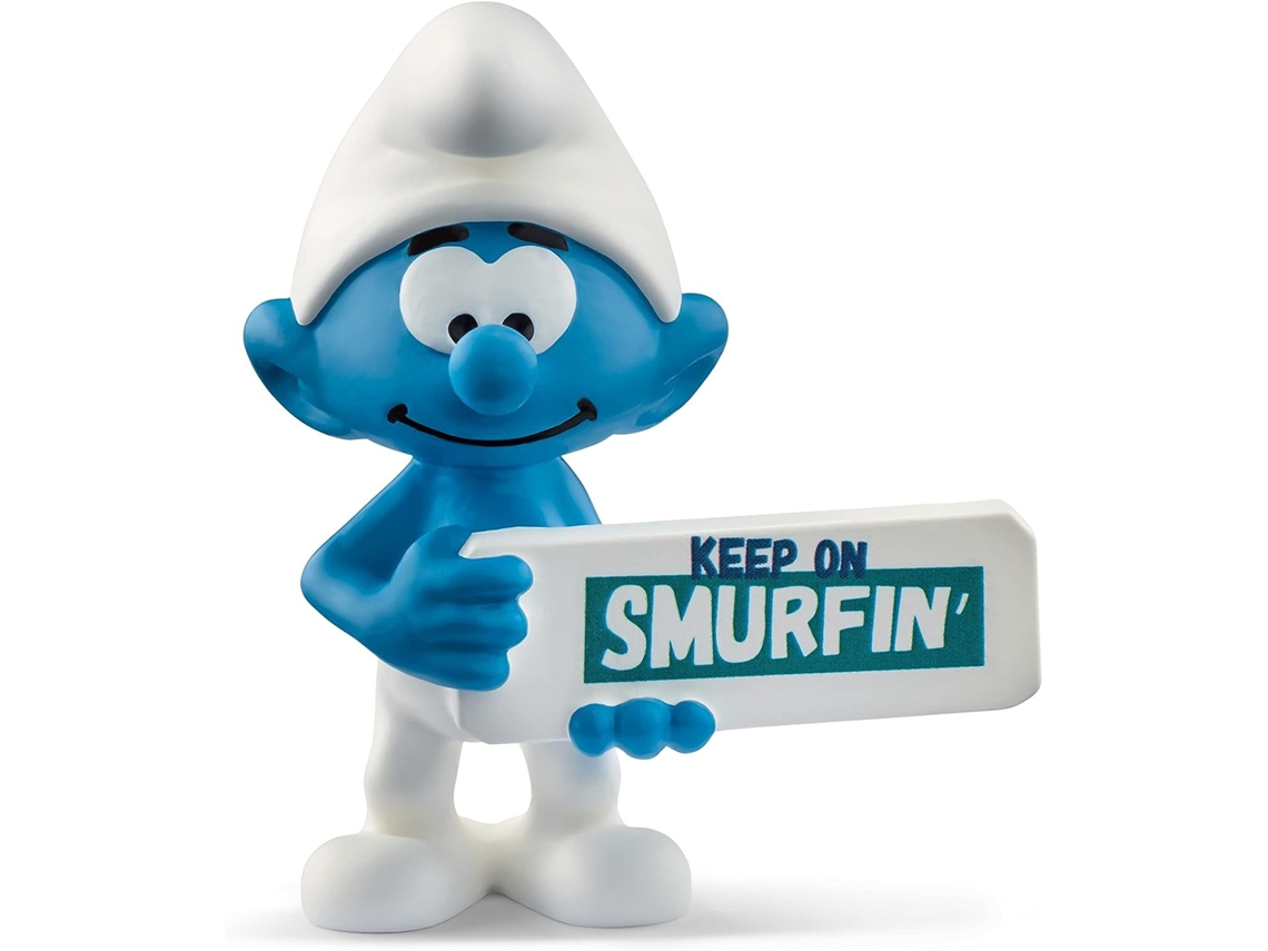 Figura Smurf com Cartaz Keep On Smurfin 5,5 Cms