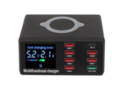 Cargador Usb 100w Estación De Carga Inalámbrica Rápida De 8 Puertos Qc 3.0 Pd18w Enchufe Eu