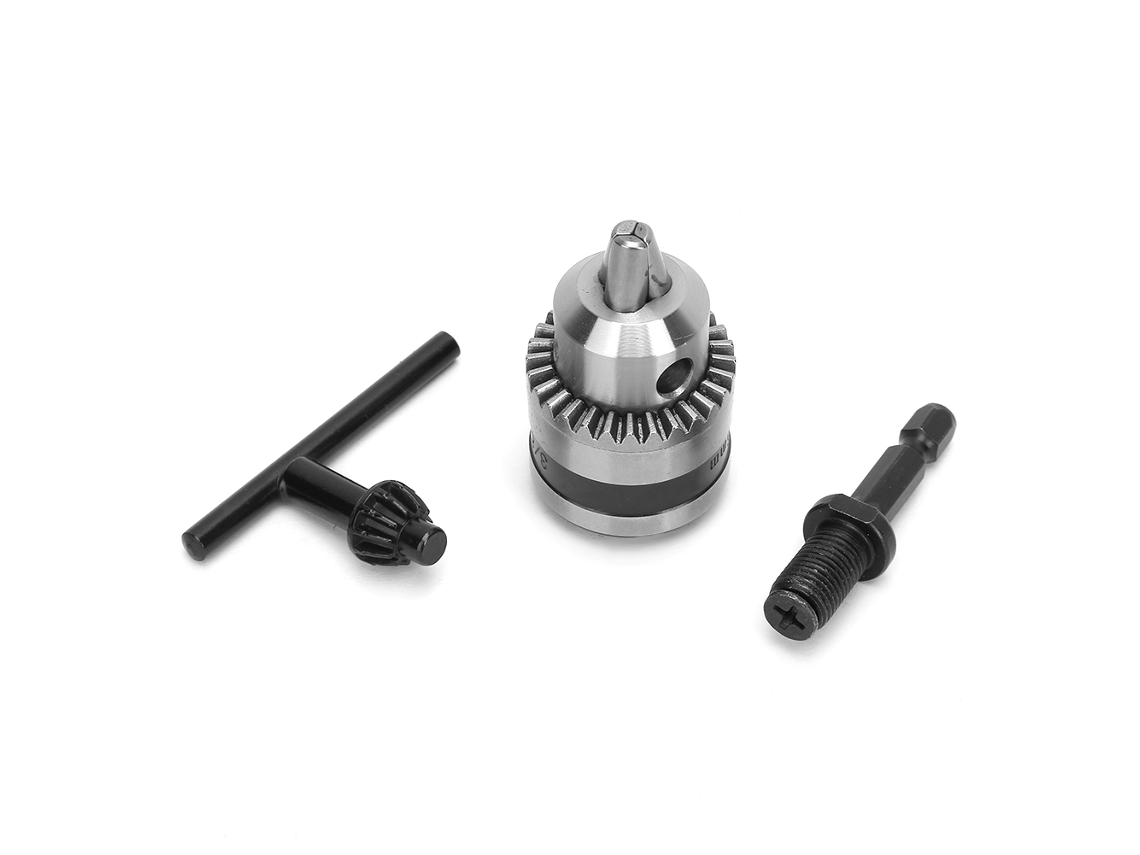Portabrocas Ligero De 0,6-6 Mm, Rosca 3/8-24unf + Varilla De Extensión, Cabeza Hexagonal De 1/4", Rosca De 3/8".