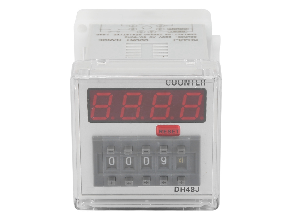 Relé Contador Digital Led Dh48j 220 Vca 1-999900 8 Pines Pantalla Precisa Abs Resistente A Impactos