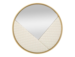 Espejo De Pared Sharon Cm Ø80x3 Unico / Blanco Y Dorado
