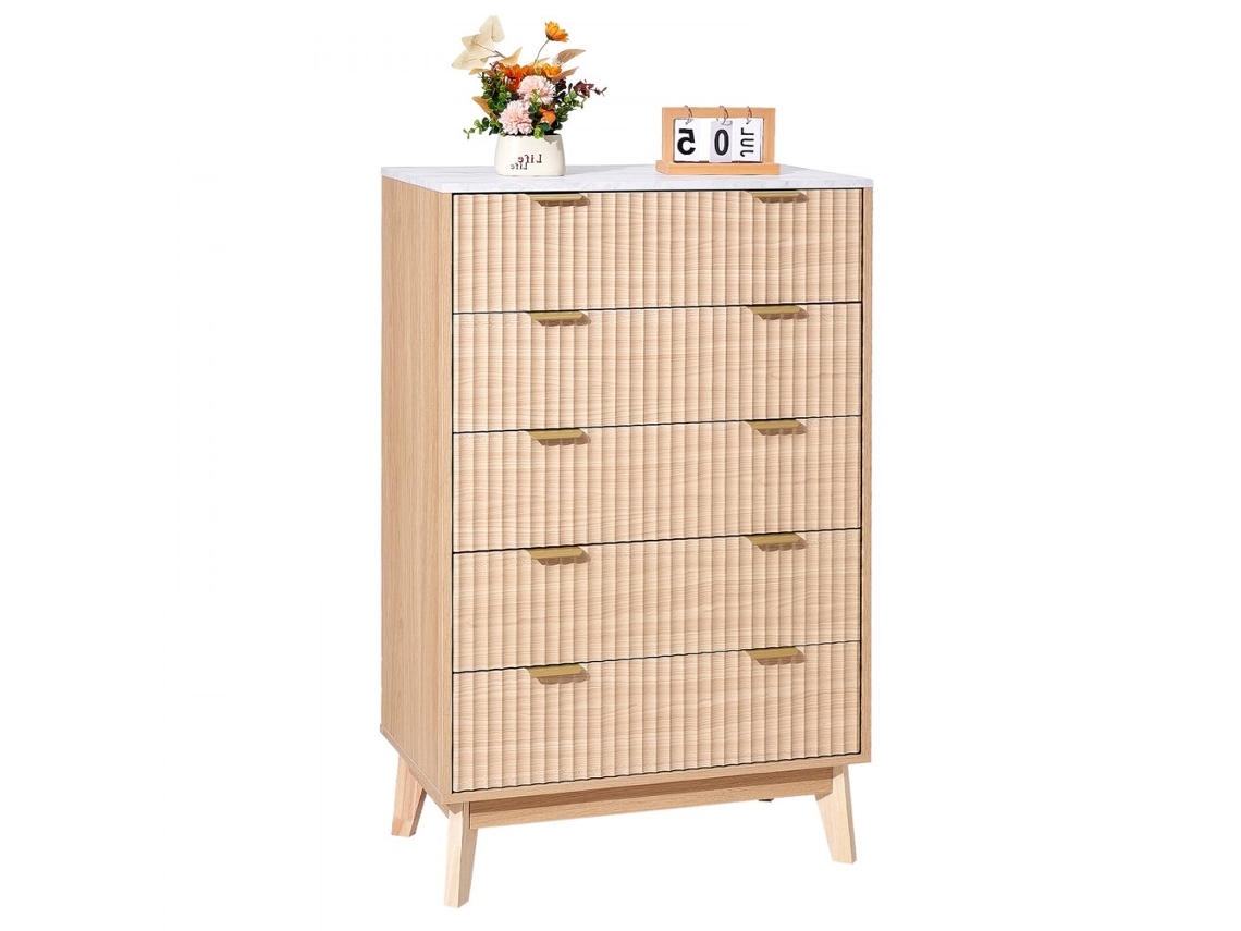 Cómoda de madera con 5 cajones ondulados y protección antivuelco Tekmaquinas