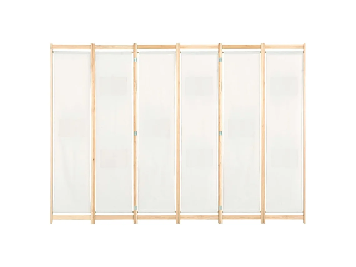 Biombo de 6 paneles, 240 x 170 x 4 cm, tela color crema, WSD670000, Adorable Home