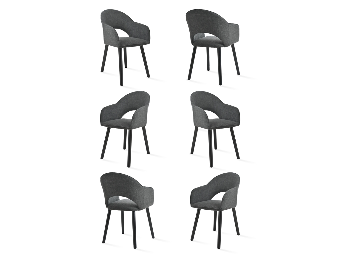 Sillas De Comedor Goeurvant 1316(pack De 6, Gris Tinta, Tela)