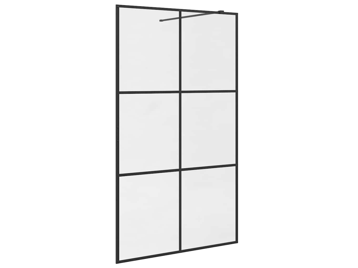 Mampara de ducha Maison Exclusive con desagüe de cristal transparente, 115x195cm, color negro.