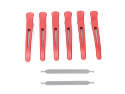 6pcs Prendedores De Cabelo Profissionais De Bico De Pato Anti-deslizante Para Cortar E Estilizar Cabelo (vermelho)