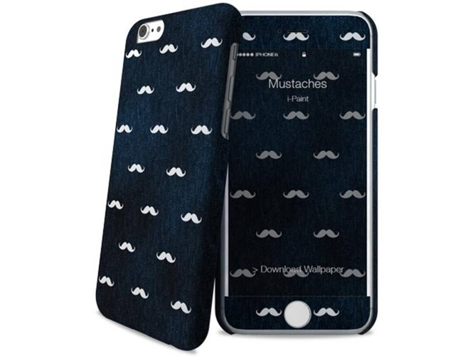 Funda iPhone 6, 6s, 7, 8 I-PAINT Mustaches Negro