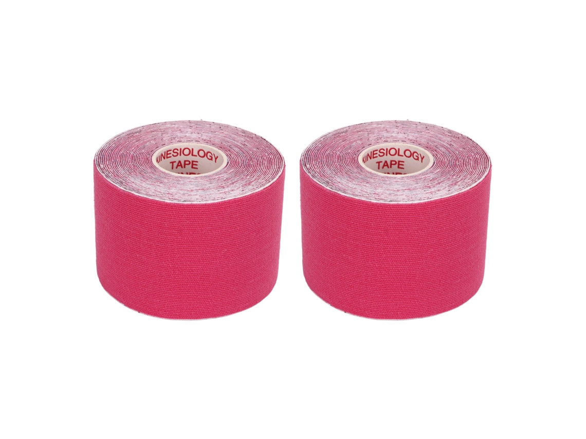 2 Cintas De Kinesiología Atlética De 5 Cm X 5 M, Rosa Y Rojo, Para Entrenamiento Muscular Y Bádminton.