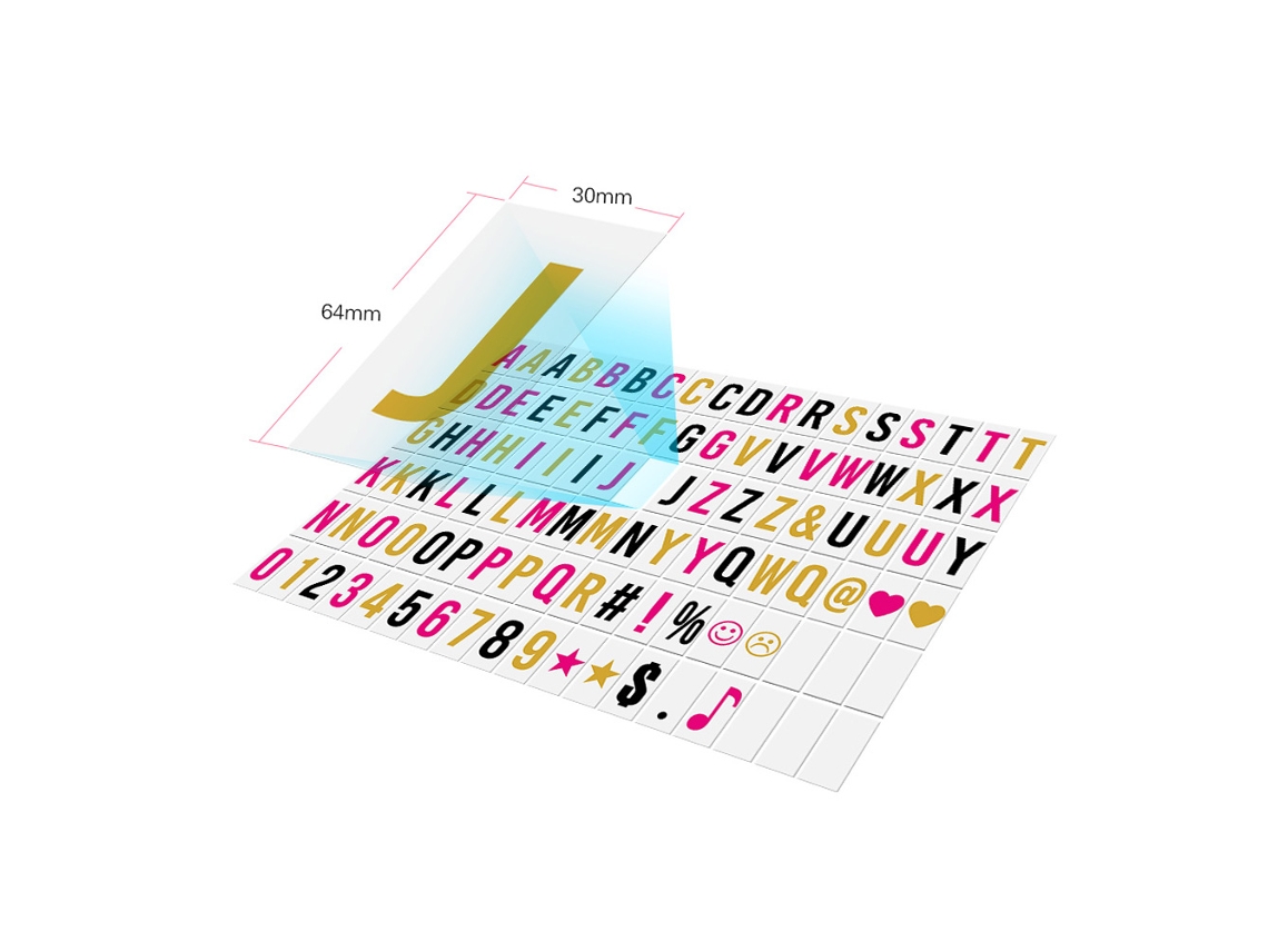 102 Tarjetas Coloridas Con Letras, Números Y Símbolos Para Crear Tu Propia Caja De Luz Led Para Fiestas, Cumpleaños Y Bodas.