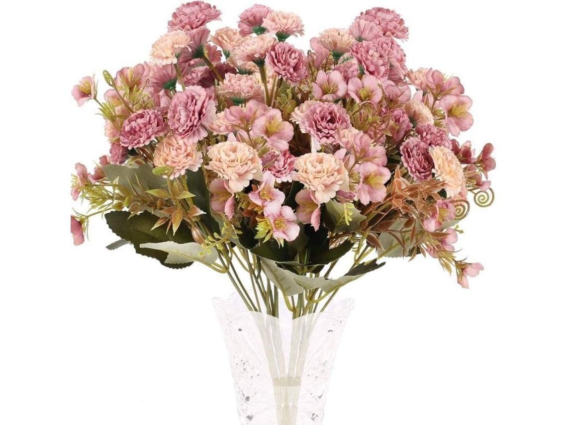 Ramo de 4 rosas de seda con 11 cabezas de flores para decoración de bodas DIY.