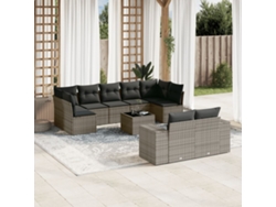 Conjunto de sofás de jardín de 10 piezas DKD Home Decor con cojines de mimbre gris