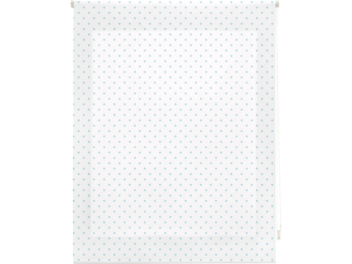Estor Enrollable HAPPYSTOR Motas Estampado Digital Fantasia Blanco-Turquesa 190x250 cm