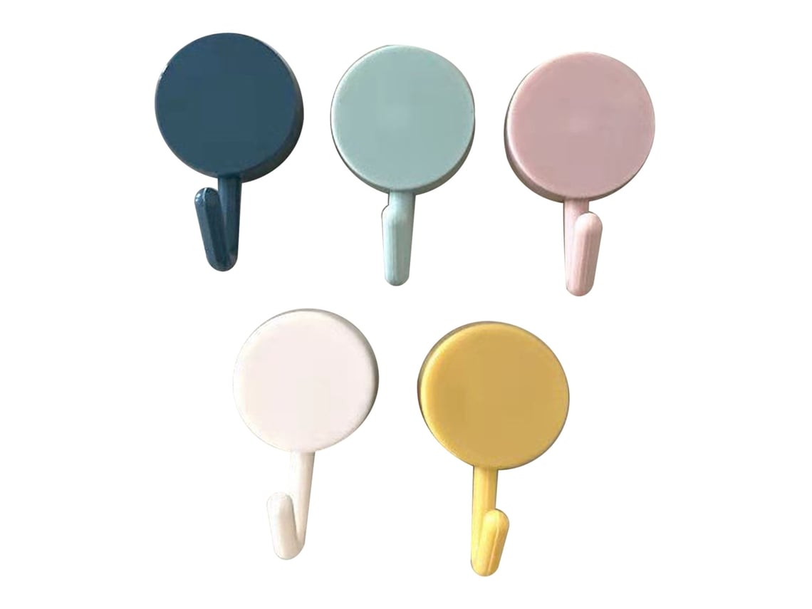 5 ganchos de pared redondos resistentes, fiables, versátiles, elegantes y adhesivos para cocina, dormitorio, baño y oficina.