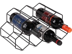 VVJIJILLY Suporte De Vinho Em Metal Preto P/ Mesa, Geométrico, 9 Garrafas, Ideal P/ Bar Ou Armário